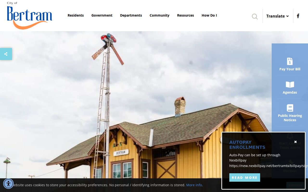 Burnet County municipal court routing through Bertram's official city website